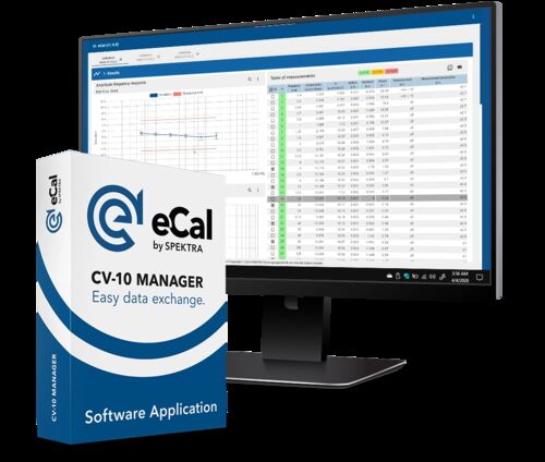 Monitor and software box of the calibration and logging software eCal